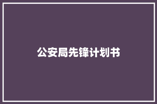 公安局先锋计划书