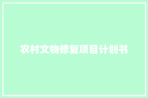 农村文物修复项目计划书