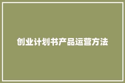 创业计划书产品运营方法
