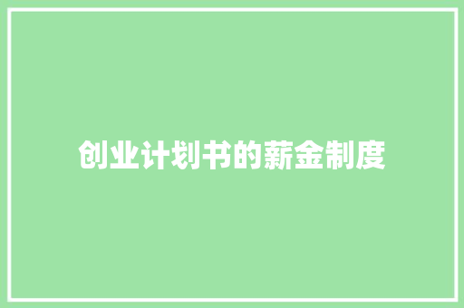 创业计划书的薪金制度