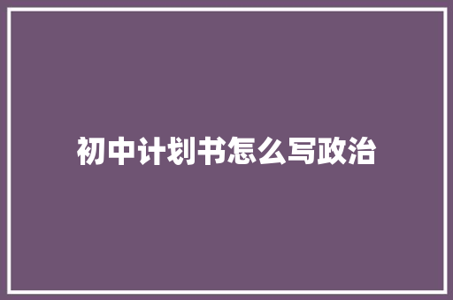 初中计划书怎么写政治