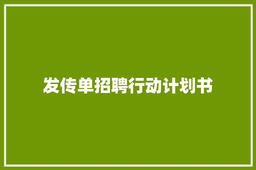 发传单招聘行动计划书