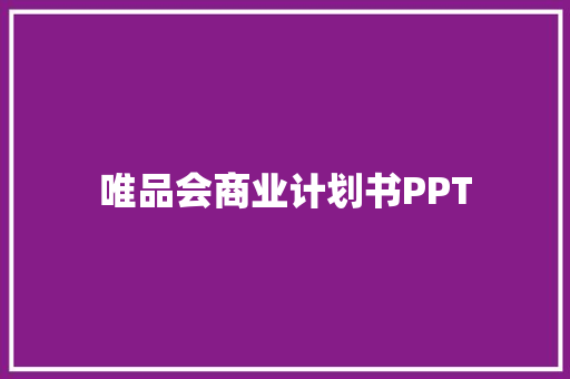 唯品会商业计划书PPT