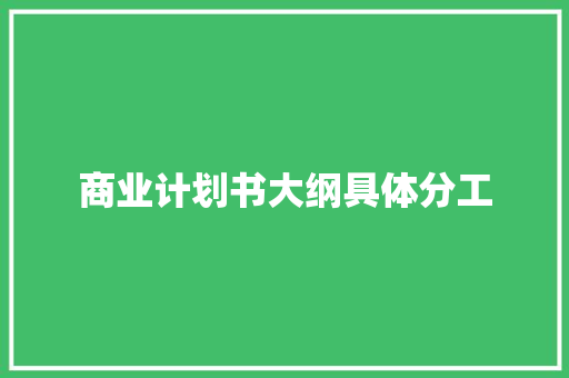 商业计划书大纲具体分工