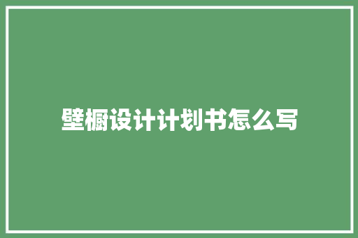 壁橱设计计划书怎么写