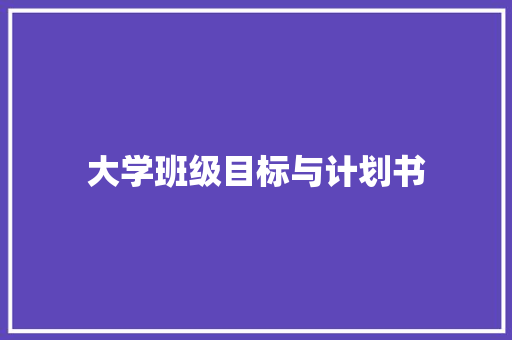 大学班级目标与计划书