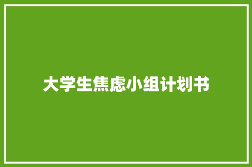 大学生焦虑小组计划书