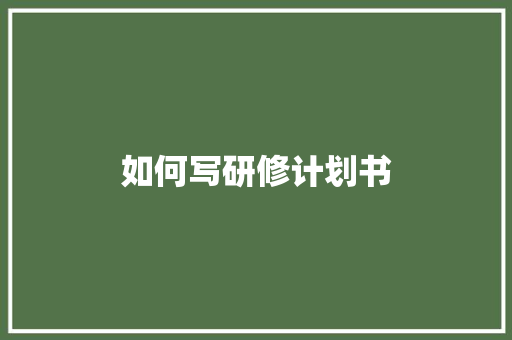 如何写研修计划书