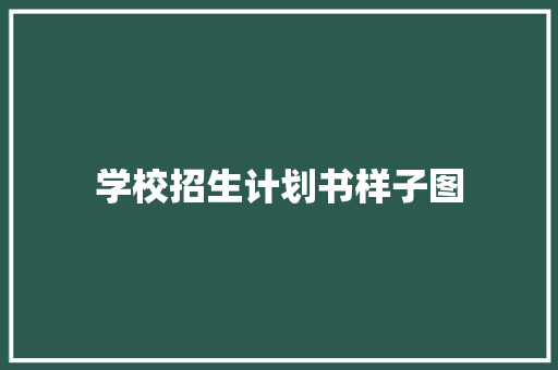 学校招生计划书样子图