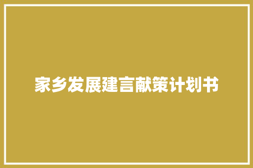 家乡发展建言献策计划书