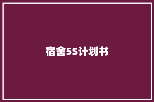 宿舍5S计划书