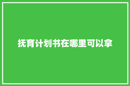 抚育计划书在哪里可以拿