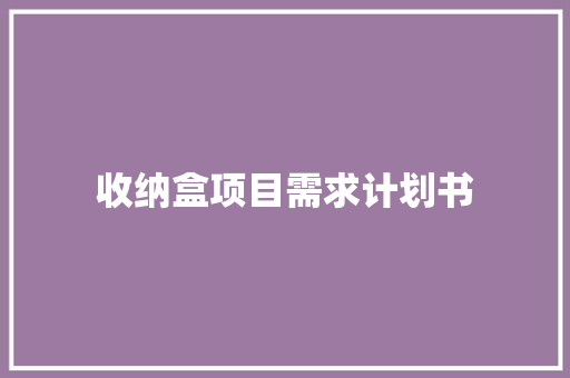 收纳盒项目需求计划书