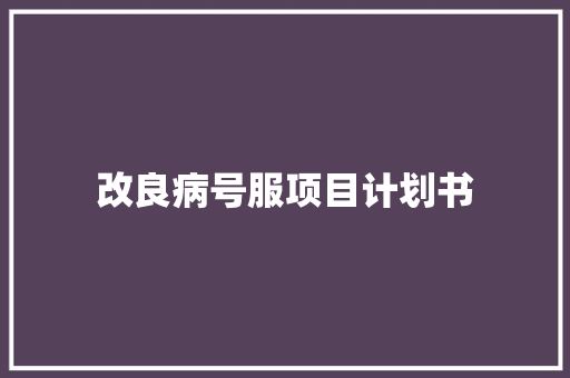 改良病号服项目计划书