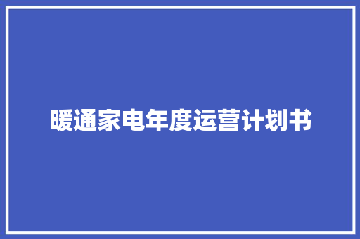 暖通家电年度运营计划书