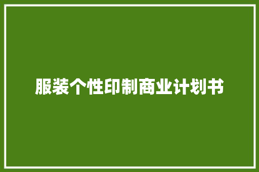 服装个性印制商业计划书