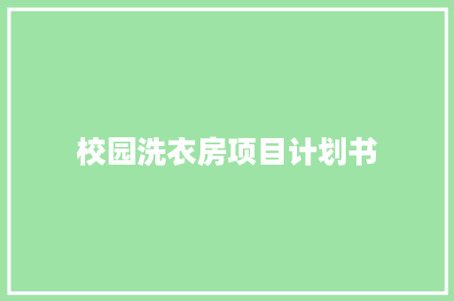 校园洗衣房项目计划书