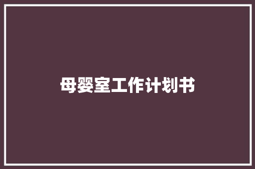 母婴室工作计划书