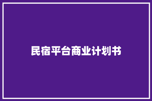 民宿平台商业计划书