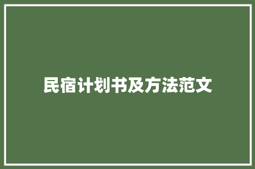 民宿计划书及方法范文