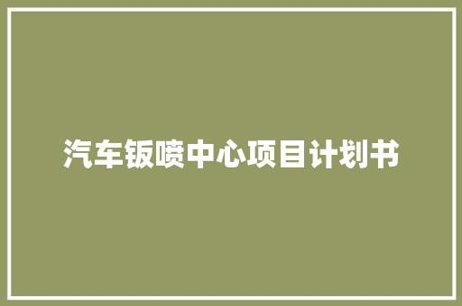 汽车钣喷中心项目计划书