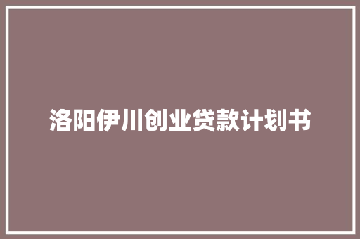 洛阳伊川创业贷款计划书