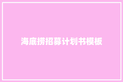 海底捞招募计划书模板