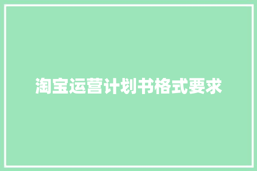 淘宝运营计划书格式要求