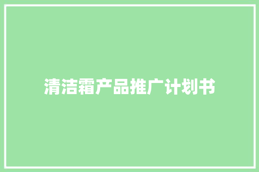 清洁霜产品推广计划书