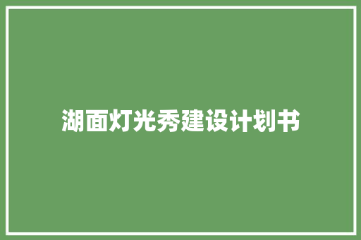 湖面灯光秀建设计划书