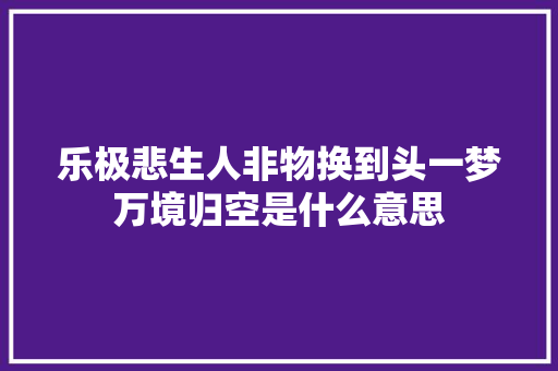 乐极悲生人非物换到头一梦万境归空是什么意思