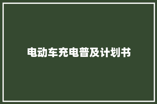 电动车充电普及计划书