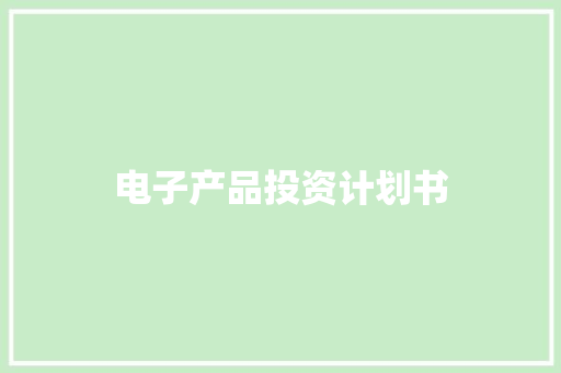 电子产品投资计划书