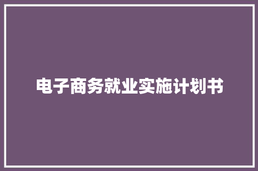 电子商务就业实施计划书