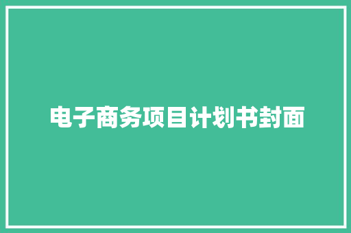 电子商务项目计划书封面