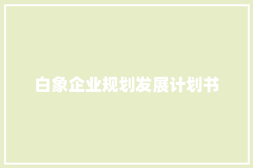 白象企业规划发展计划书