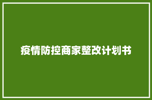 疫情防控商家整改计划书