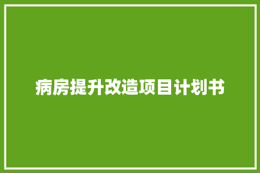 病房提升改造项目计划书