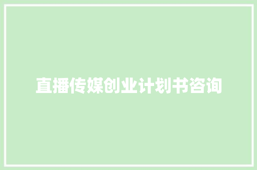 直播传媒创业计划书咨询