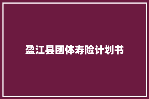 盈江县团体寿险计划书