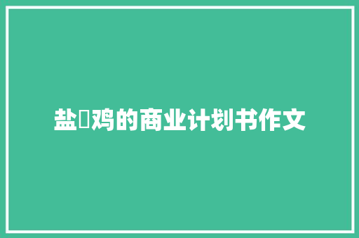 盐焗鸡的商业计划书作文