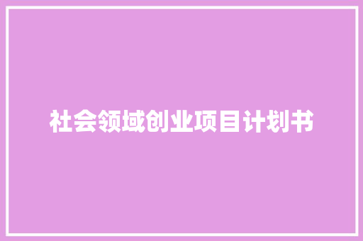 社会领域创业项目计划书