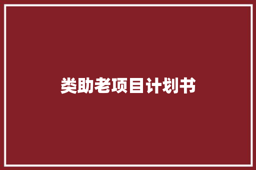 类助老项目计划书