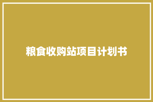 粮食收购站项目计划书