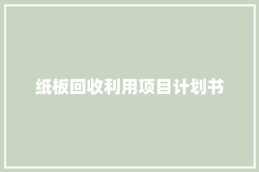 纸板回收利用项目计划书