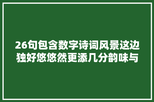 26句包含数字诗词风景这边独好悠悠然更添几分韵味与文雅