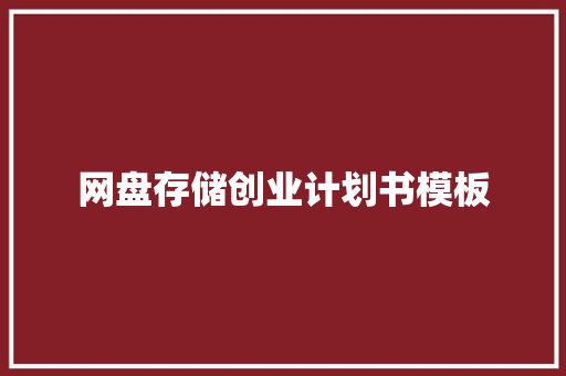 网盘存储创业计划书模板