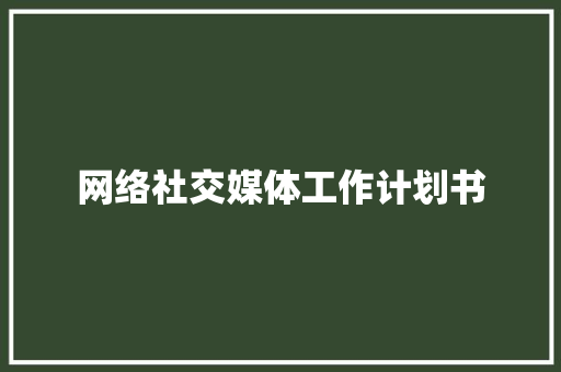 网络社交媒体工作计划书