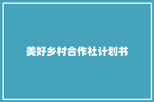 美好乡村合作社计划书