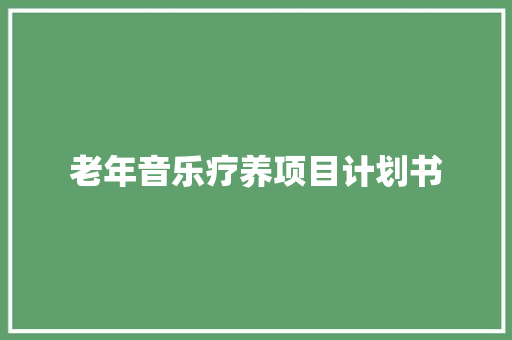 老年音乐疗养项目计划书